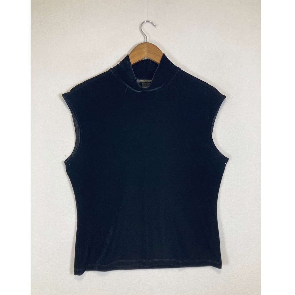 The Limited Black Velvet Sleeveless Mock Neck Top